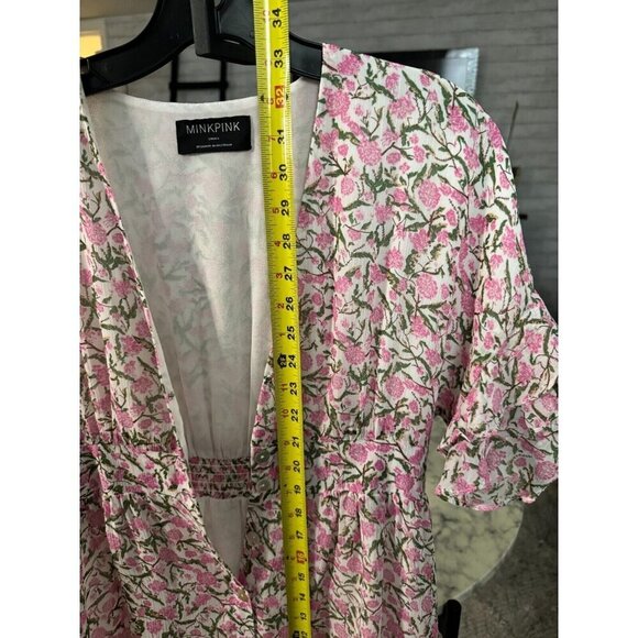 Minkpink White Pink Liberty Flowy Sleeves Elastic Waist Mini Dress Womens Size S - Picture 5 of 6
